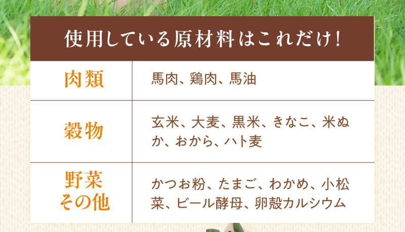 使用している原材料はこれだけ！